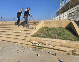 حملة نظافة لشباب "الشعبي الناصري" تشمل رصيف الملعب البلدي لمدينة صيدا