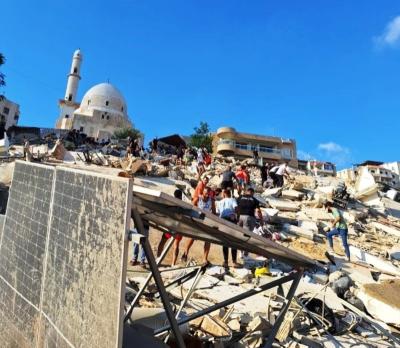 صيدا تستنكر وتندد بالمجزرة التي ارتكبتها اسرائيل بحق الاهالي في المبنى المستهدف في عين الدلب