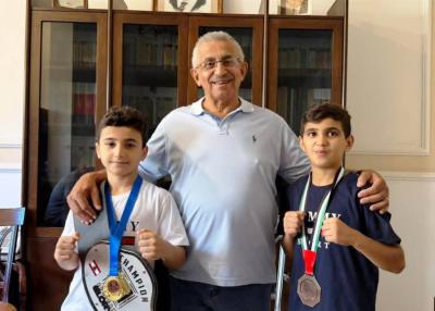 سعد يلتقي البطلَين الناشئين آدم وأمير السن تقديرًا لإنجازاتهما في البطولات المحلية والعالمية للفنون القتالية